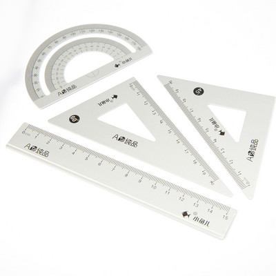 4 vienā matemātiskās ģeometrijas zīmēšanas komplekts ar 15/18 cm lineāliem transportieri, alumīnija sakausējuma studentu kancelejas piederumi, zīmēšanas rīks 1169