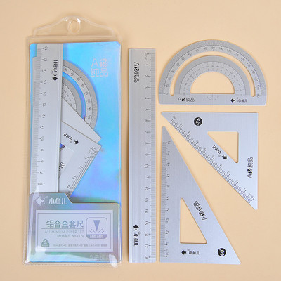 4 vienā matemātiskās ģeometrijas zīmēšanas komplekts ar 15/18 cm lineāliem transportieri, alumīnija sakausējuma studentu kancelejas piederumi, zīmēšanas rīks 1169