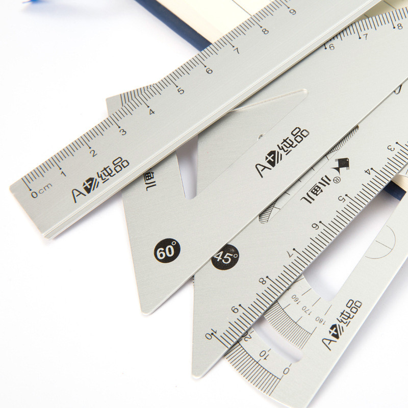 4 vienā matemātiskās ģeometrijas zīmēšanas komplekts ar 15/18 cm lineāliem transportieri, alumīnija sakausējuma studentu kancelejas piederumi, zīmēšanas rīks 1169