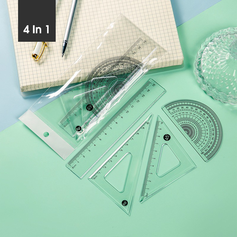 4-ühes õpilase joonlaua komplekt, 15 cm joonlaud, multifunktsionaalne mõõte- ja kirjatarbed 1013