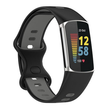 Силиконова каишка за часовник, регулируема двуцветна смяна на каишка за часовник за жени и мъже, съвместима с Fitbits Charge 5