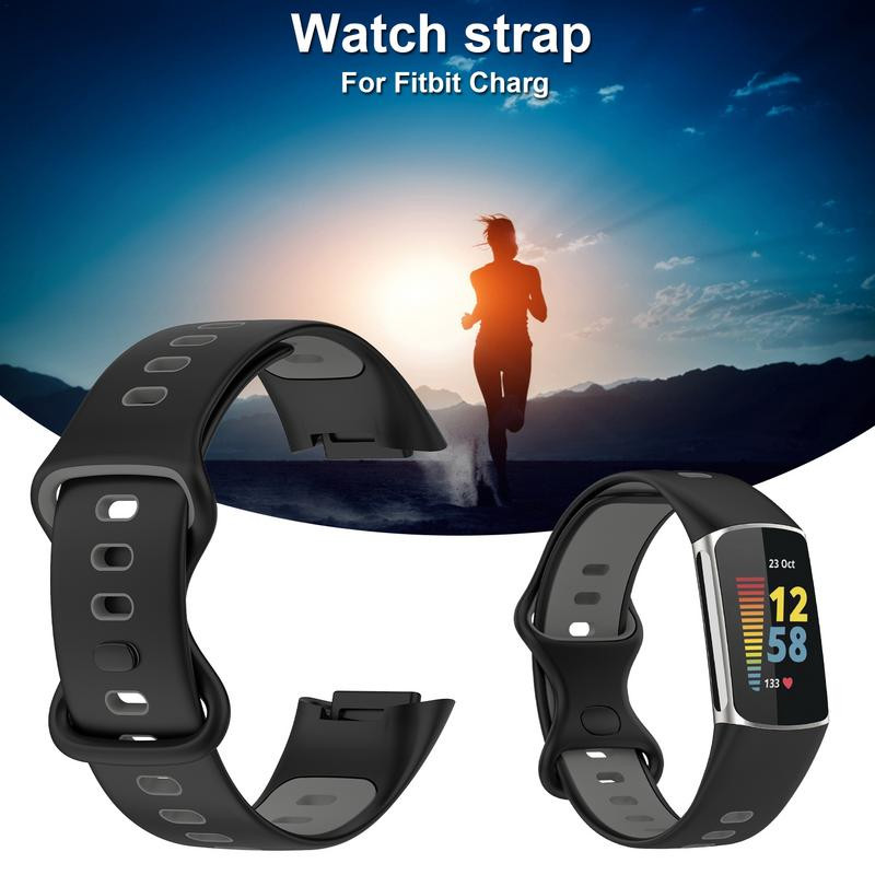 Ρυθμιζόμενο λουράκι ρολογιού σιλικόνης Αντικατάσταση διπλού χρώματος λουράκι ρολογιού για γυναίκες και άνδρες συμβατό με Fitbits Charge 5