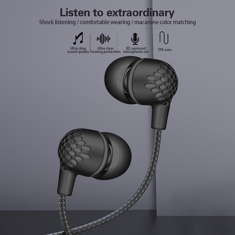 Į ausis įdedamos laidinės ausinės su mikrofonu nešiojamam kompiuteriui 3,5 mm laidinės ausinės, skirtos IOS ir Android išmaniesiems telefonams Nemokamas prekių pristatymas