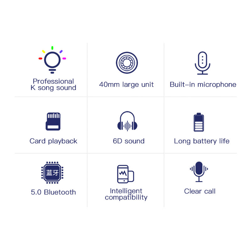 Ακουστικά Ακουστικά Gamer Ακουστικά Blutooth Surround Στερεοφωνικό Ασύρματο Ακουστικό USB με Μικρόφωνο Πολύχρωμο Φως Φορητός υπολογιστής