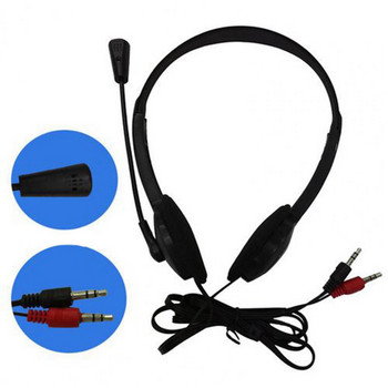 3,5 мм кабелни слушалки за уши, стерео слушалки с микрофон за компютърни лаптопи, шумопотискащи слушалки