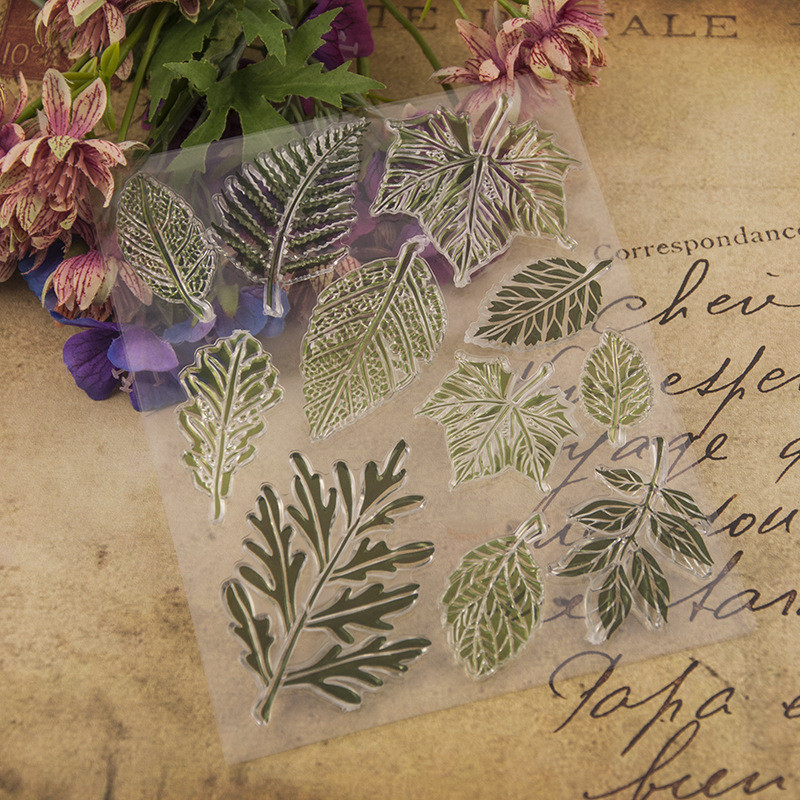 JIANWU Nauji žali lapai skaidrūs antspaudai guminis skaidrus silikoninis antspaudas iškarpų albumų albumų kortelėms „pasidaryk pats“ Dekoravimo reikmenys