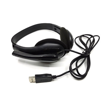 Ενσύρματα ακουστικά USB γενικής χρήσης Ακουστικά παιχνιδιών για υπολογιστή με κράνος στερεοφωνικών ακουστικών μείωσης θορύβου μικροφώνου για φορητό υπολογιστή