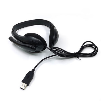 Ενσύρματα ακουστικά USB γενικής χρήσης Ακουστικά παιχνιδιών για υπολογιστή με κράνος στερεοφωνικών ακουστικών μείωσης θορύβου μικροφώνου για φορητό υπολογιστή