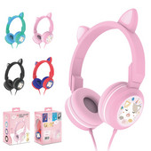 Mielos katės ausinės vaikiškos ausinės su mikrofonu, galinčios valdyti laidines ausines, stereo muzikos grotuvas, nešiojamas kompiuteris planšetinis kompiuteris, MP3 ausinės, dovana