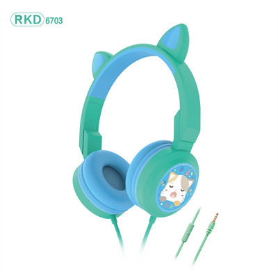 Mielos katės ausinės vaikiškos ausinės su mikrofonu, galinčios valdyti laidines ausines, stereo muzikos grotuvas, nešiojamas kompiuteris planšetinis kompiuteris, MP3 ausinės, dovana