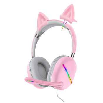 Слушалки с котешки уши 7.1 Гейминг слушалки с кабел с микрофон Геймърски кабел Слушалки за игри Слушалки Слушалки за лаптоп Ps4 Pc
