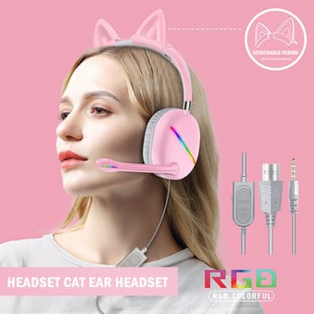 Cat Ear Headphones 7.1 Gaming Headphone Wired With Microphone Gamer Wire Gaming Headphones Earphones Earphones for Ps4 Pc Laptop