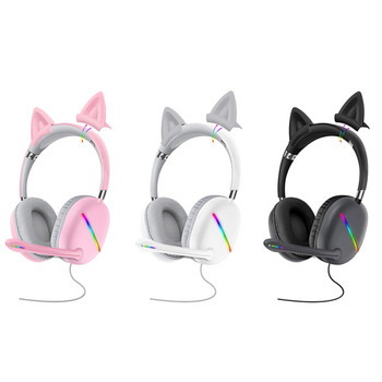 Cat Ear Headphones 7.1 Gaming Headphone Wired With Microphone Gamer Wire Gaming Headphones Earphones Earphones for Ps4 Pc Laptop
