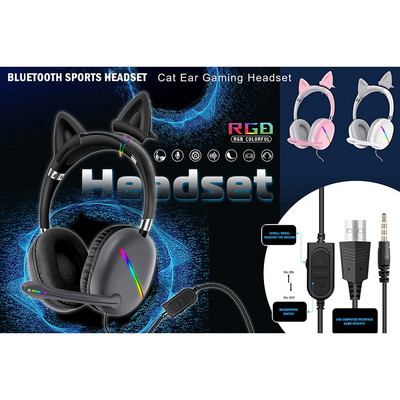 Cat Ear Headphones 7.1 Gaming Headphone Wired With Microphone Gamer Wire Gaming Headphones Earphones Earphones for Ps4 Pc Laptop