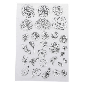 Διαφανείς σφραγίδες λουλουδιών και φύλλων / σφραγίδες σιλικόνης για άλμπουμ φωτογραφιών / κατασκευή καρτών DIY Scrapbooking