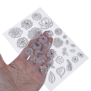 Прозрачни прозрачни печати с цветя и листа / силиконови печати за фотоалбум / изработка на картички Направи си сам