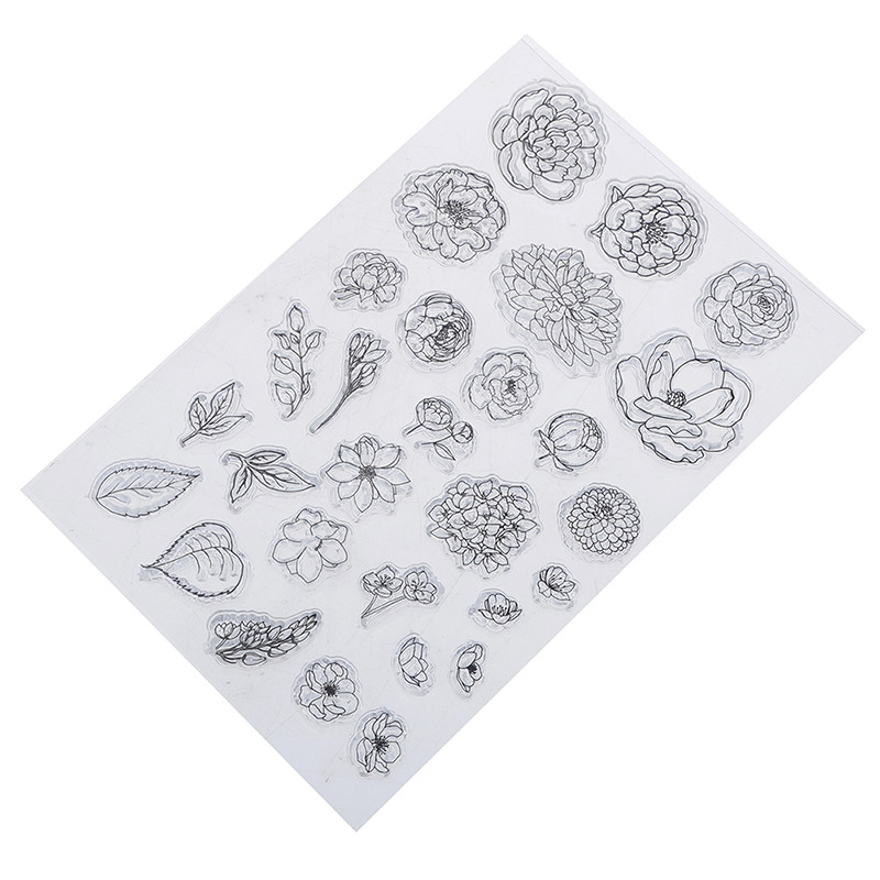 Gėlių ir lapų skaidrūs antspaudai / silikoniniai antspaudai, skirti „pasidaryk pats“ iškarpų albumui / kortelių gamybai