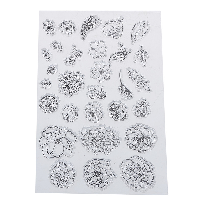 Gėlių ir lapų skaidrūs antspaudai / silikoniniai antspaudai, skirti „pasidaryk pats“ iškarpų albumui / kortelių gamybai