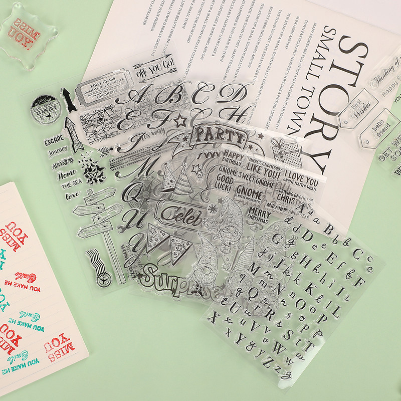 1 vnt Kūrybingas Kalėdų Senelis Anglų abėcėlės permatomas silikoninis antspaudas Paprasti skaidrūs antspaudai Mokykliniai reikmenys „pasidaryk pats“