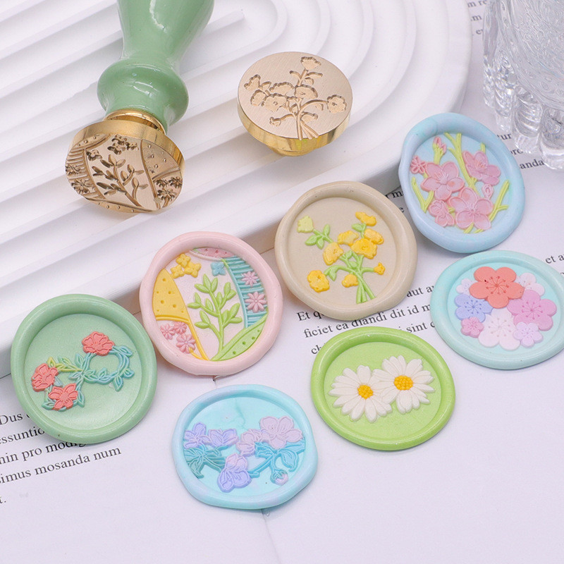 3D reljefinės gėlės vaško antspaudo antspaudo galvutė Kawaii „pasidaryk pats“ Vestuvių vakarėlio kvietimų kortelės Vaško antspaudų vokų sandarinimo antspaudas