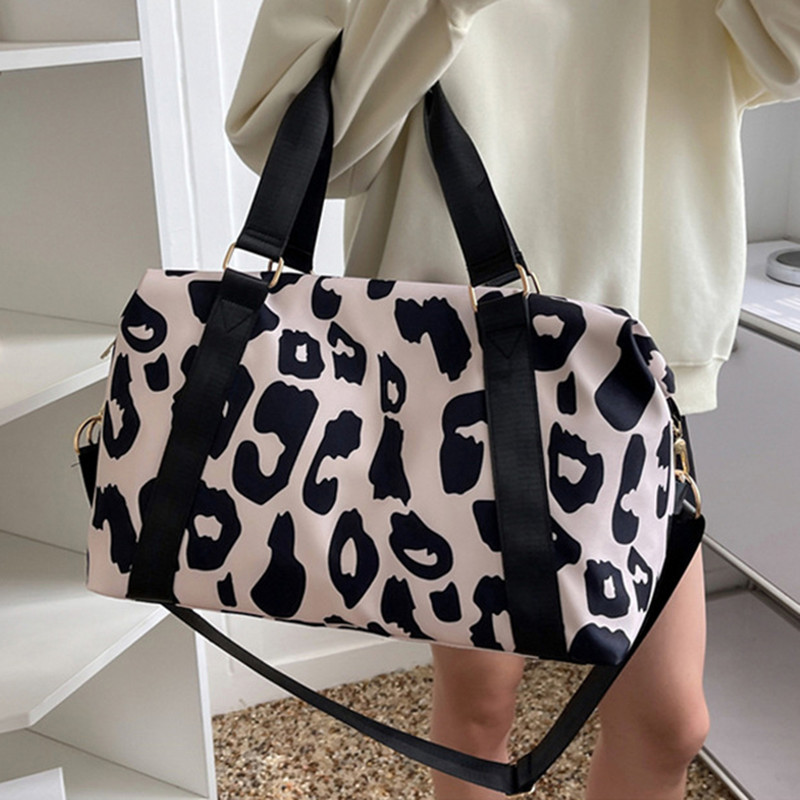 Didelės talpos sulankstomas kelioninis lagaminas, dvipusis krepšys, pečių krepšys, skirtas moterims Leopard nešiojamas rankinė Sportas, fitnesas, treniruoklių salė, jogos saugykla