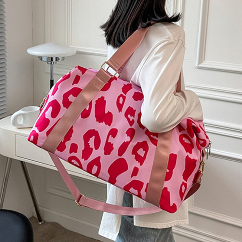 Didelės talpos sulankstomas kelioninis lagaminas, dvipusis krepšys, pečių krepšys, skirtas moterims Leopard nešiojamas rankinė Sportas, fitnesas, treniruoklių salė, jogos saugykla