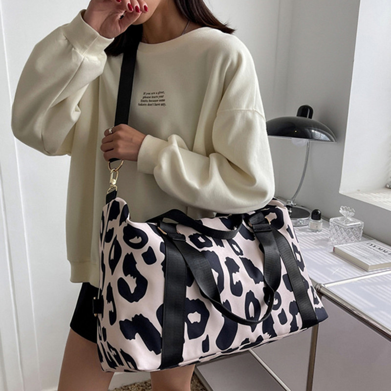 Didelės talpos sulankstomas kelioninis lagaminas, dvipusis krepšys, pečių krepšys, skirtas moterims Leopard nešiojamas rankinė Sportas, fitnesas, treniruoklių salė, jogos saugykla