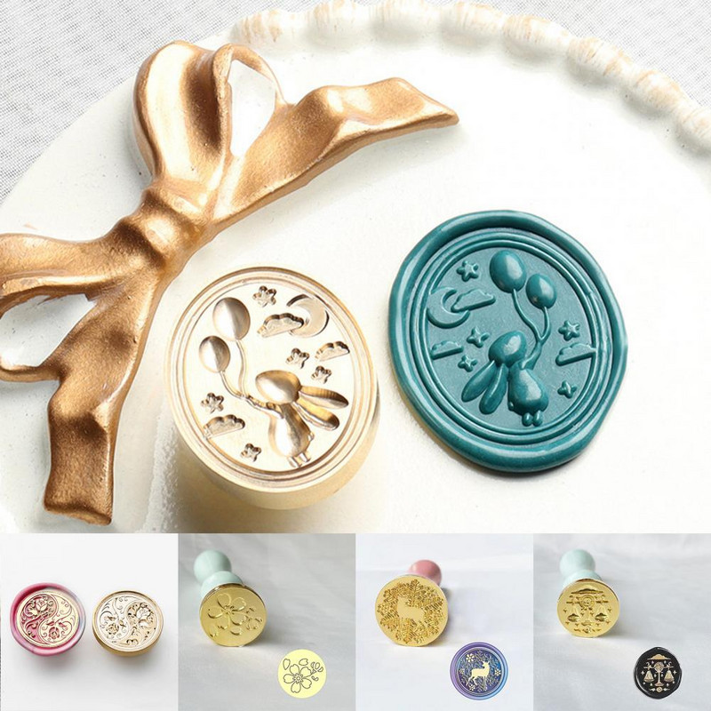 Atraktivna glava žiga s pečatom, prijenosni prozirni bakreni žig s uzorkom veselog cvijeta, zamjenska glava s voštanim pečatom DIY