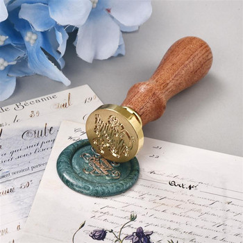 Vintage Stamp Wax Seal Stamp Head Flower Fire Paint Ξύλινη λαβή σετ για προσκλητήριο γάμου Κερί σφραγίδας με κερί