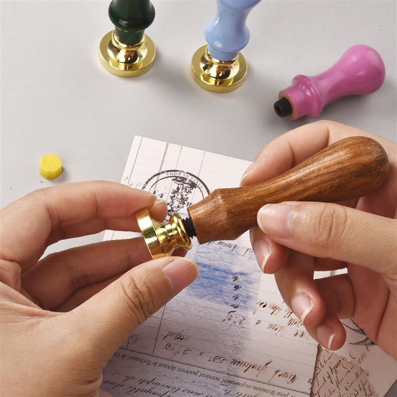 Vintage templivaha pitsat templipea lille tulevärv puidust käepideme komplekt pulmakutse pitseerimiseks vaha templiküünal