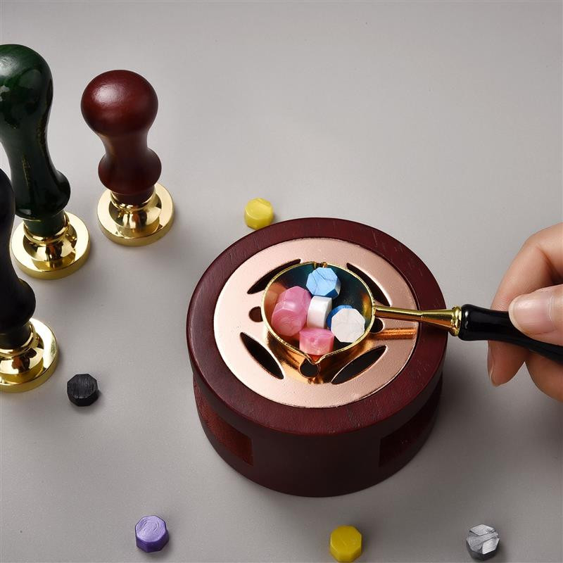 Vintage templivaha pitsat templipea lille tulevärv puidust käepideme komplekt pulmakutse pitseerimiseks vaha templiküünal