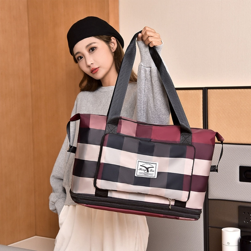 Geantă de umăr de călătorie pliabilă de mare capacitate Geantă de mână pliabilă, ușoară, impermeabilă, cu separare umedă/uscata, geantă de călătorie pentru bărbați.