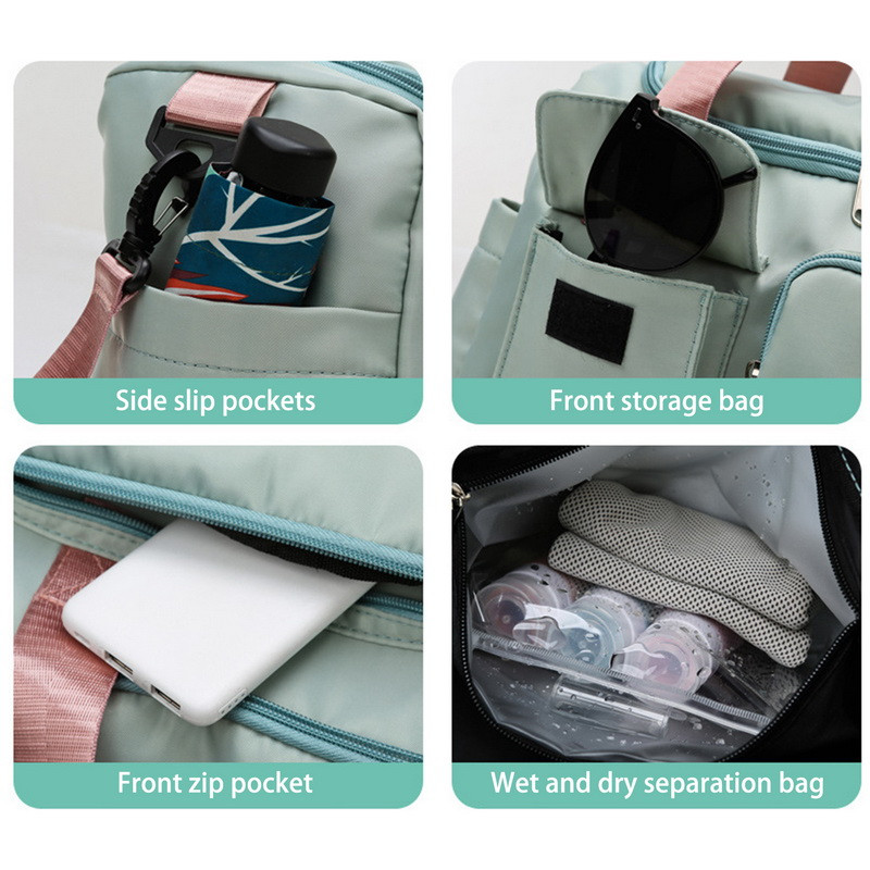 Kültéri edzőtáska női kézitáska Crossbody táska poggyász Női jóga váll nejlon táska sporttáska vízálló nagy utazási kapacitás