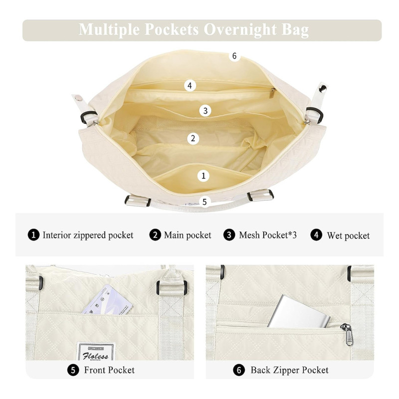 Velika velika torba Weekender Carry na noćne torbe za žene Putovanje s rukavima za kolica Wet Pocket Sportska torba za teretanu