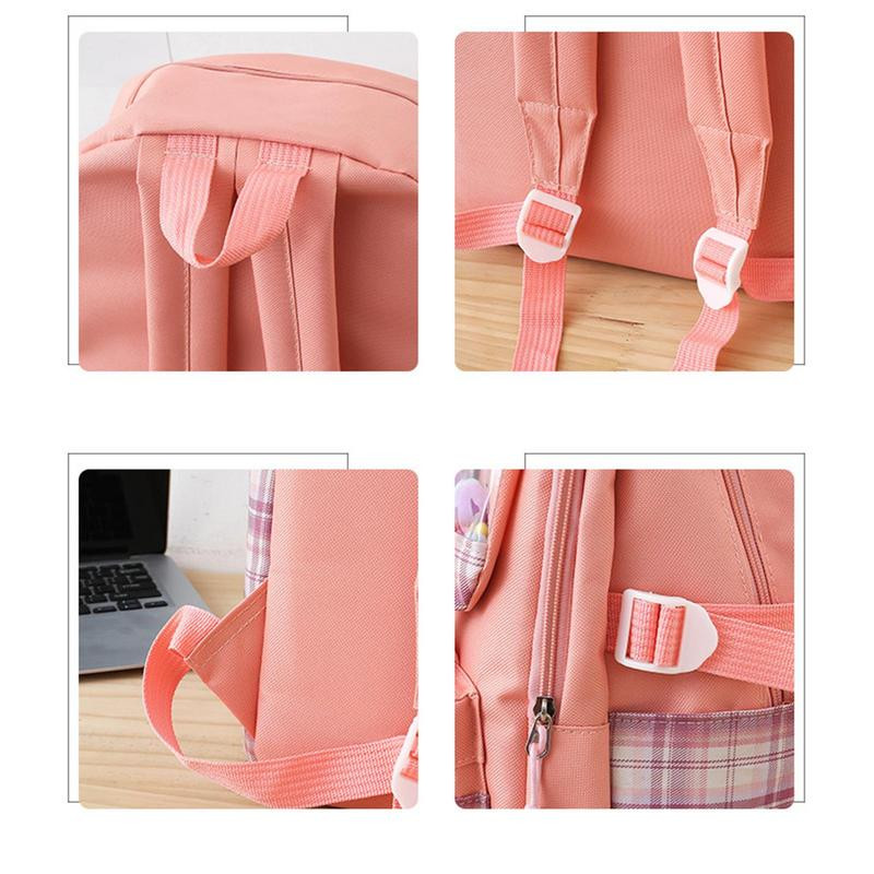 Σετ χαριτωμένο σακίδιο πλάτης για κορίτσια Ταξιδιωτική αισθητική τσάντα πλάτης 4τμχ Σετ σχολικής τσάντας με κρεμαστό σακίδιο πλάτης κουνέλι Τσάντα ώμου Στυλό