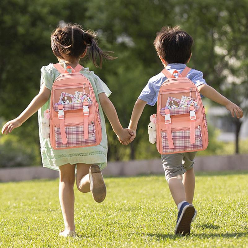 Σετ χαριτωμένο σακίδιο πλάτης για κορίτσια Ταξιδιωτική αισθητική τσάντα πλάτης 4τμχ Σετ σχολικής τσάντας με κρεμαστό σακίδιο πλάτης κουνέλι Τσάντα ώμου Στυλό