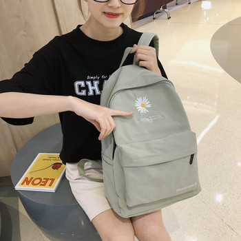 Тийнейджърска ученическа чанта за момичета Раница Дамски щампи с книги Ученическа чанта за средни ученици Голяма черна чанта със сладки цветя Найлонова чанта