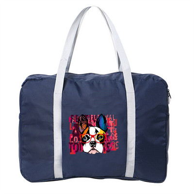 2022 Nailoniniai sulankstomi kelioniniai krepšiai Unisex Didelės talpos krepšys Bagažos Moteriškos Šunų Spaudos Rankinės Vyriškos Kelioninės Krepšiai Drabužių Organizatorius