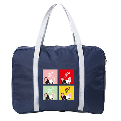 2022 Nailoniniai sulankstomi kelioniniai krepšiai Unisex Didelės talpos krepšys Bagažos Moteriškos Šunų Spaudos Rankinės Vyriškos Kelioninės Krepšiai Drabužių Organizatorius