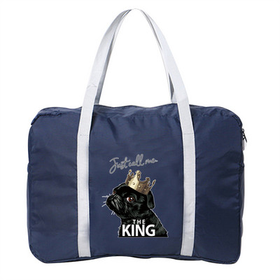 2022 Nailoniniai sulankstomi kelioniniai krepšiai Unisex Didelės talpos krepšys Bagažos Moteriškos Šunų Spaudos Rankinės Vyriškos Kelioninės Krepšiai Drabužių Organizatorius