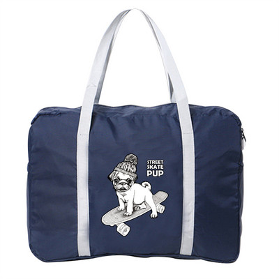 2022 Nailoniniai sulankstomi kelioniniai krepšiai Unisex Didelės talpos krepšys Bagažos Moteriškos Šunų Spaudos Rankinės Vyriškos Kelioninės Krepšiai Drabužių Organizatorius