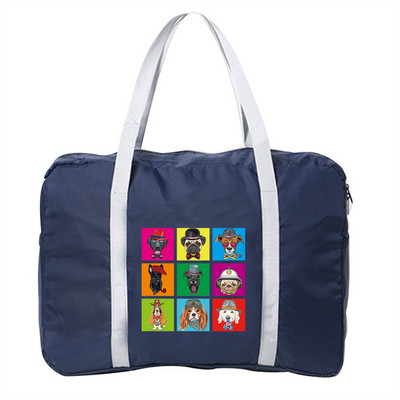 2022 Nailoniniai sulankstomi kelioniniai krepšiai Unisex Didelės talpos krepšys Bagažos Moteriškos Šunų Spaudos Rankinės Vyriškos Kelioninės Krepšiai Drabužių Organizatorius