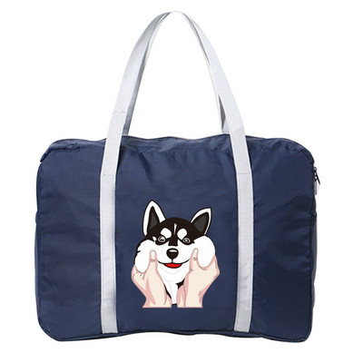 2022 Nailoniniai sulankstomi kelioniniai krepšiai Unisex Didelės talpos krepšys Bagažos Moteriškos Šunų Spaudos Rankinės Vyriškos Kelioninės Krepšiai Drabužių Organizatorius