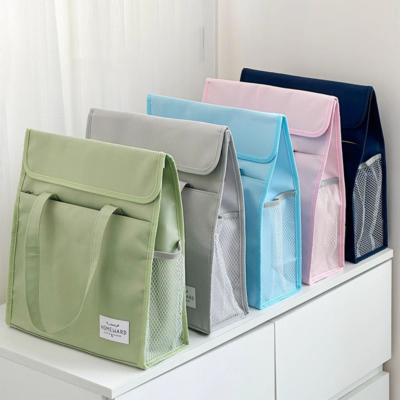 Tároló tandíjas táska, Oxford anyagú, kétrétegű kézitáska tasak könyvekhez tolltartó Irodaszer Iskola F7474