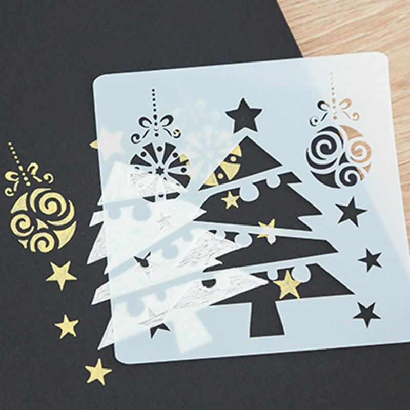 12 бр. Пластмасов шаблон за рисуване, Коледни теми Дядо Коледа Снежен човек Коледна елха Сняг Елк Джингъл Камбанка Рисуване Sprayin