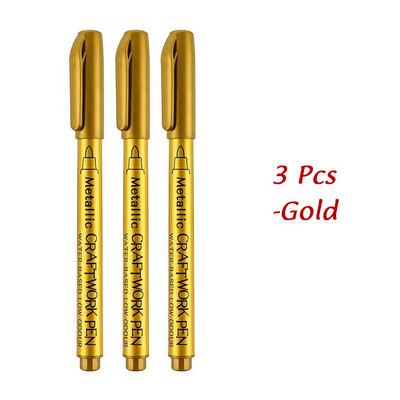 1/2/3 vnt Auksinis sidabrinis metalinis rašiklis vandeniui atsparus nuolatinis žymeklis „pasidaryk pats“ epoksidinės dervos formos „Craft Marker Pen Artist“ šepetėlių žymekliai