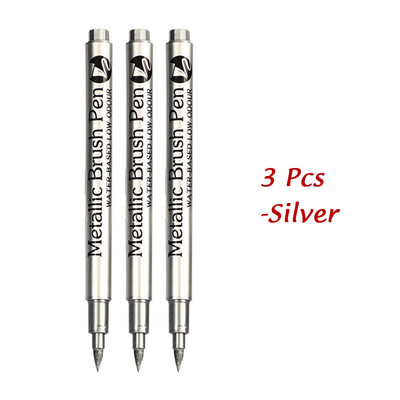 1/2/3 vnt Auksinis sidabrinis metalinis rašiklis vandeniui atsparus nuolatinis žymeklis „pasidaryk pats“ epoksidinės dervos formos „Craft Marker Pen Artist“ šepetėlių žymekliai