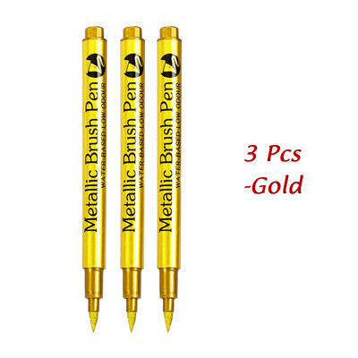 1/2/3 vnt Auksinis sidabrinis metalinis rašiklis vandeniui atsparus nuolatinis žymeklis „pasidaryk pats“ epoksidinės dervos formos „Craft Marker Pen Artist“ šepetėlių žymekliai