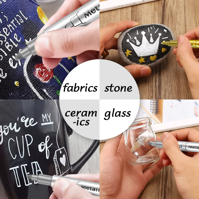 1/2/3 vnt Auksinis sidabrinis metalinis rašiklis vandeniui atsparus nuolatinis žymeklis „pasidaryk pats“ epoksidinės dervos formos „Craft Marker Pen Artist“ šepetėlių žymekliai