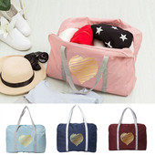 Γυναικείες τσάντες ταξιδίου Οργάνωση υπαίθριων τσαντών για κάμπινγκ Love print Carry on bags Πτυσσόμενο φερμουάρ Καλλωπισμού Αποθήκη αποσκευών Τσάντα τσάντα